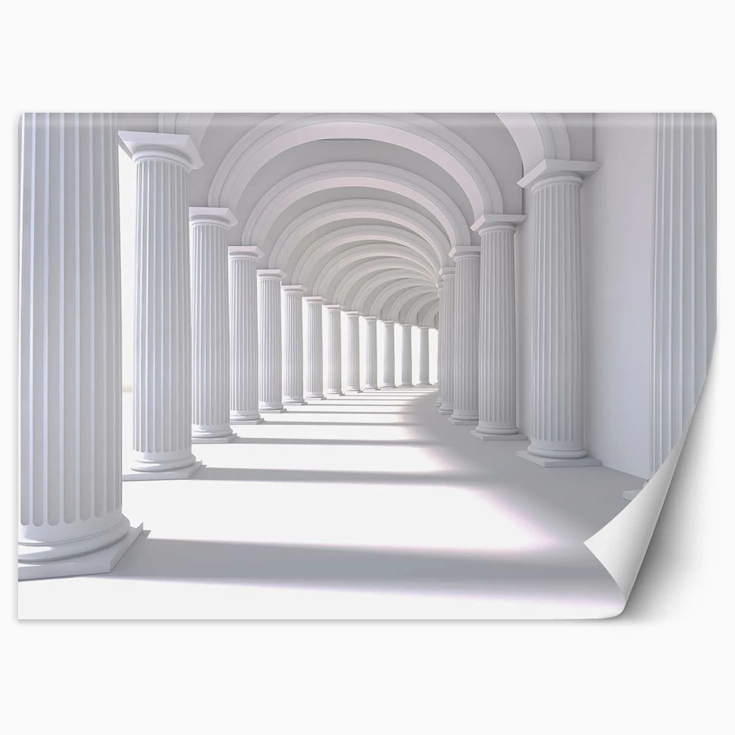 Feeby Carta Da Parati Effetto 3D Illusione 3D Tunnel 350x245 cm bianco Fotomurale Tessuto Non Tessuto Per Casa Ufficio Camera Da Letto Gabinetto Soggiorno Astratto Colonnato Portici