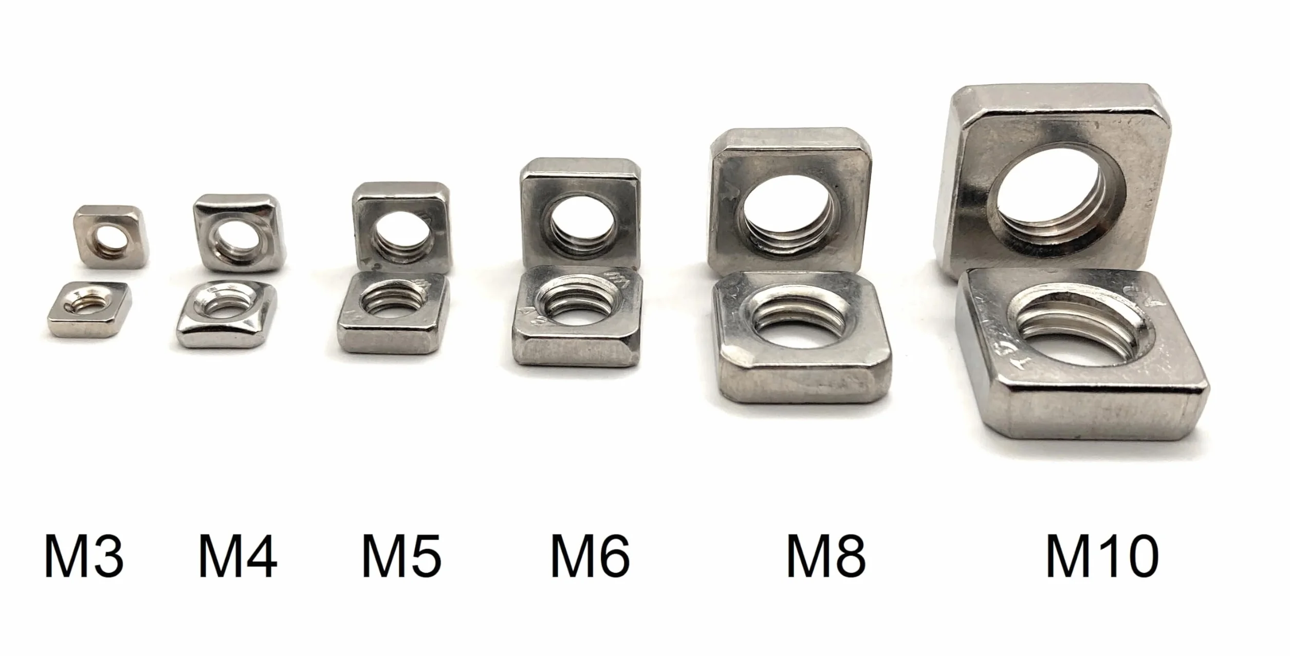 Dado basso quadrato M3 Inox A2-070 DIN 562 set 100 pezzi