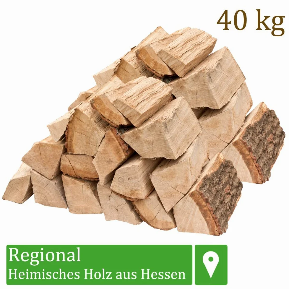 Legna da Ardere 40 kg Per Stufa e Camino Braciere Griglia Cestello per il Fuoco Ceppi 25 cm quercia flameup
