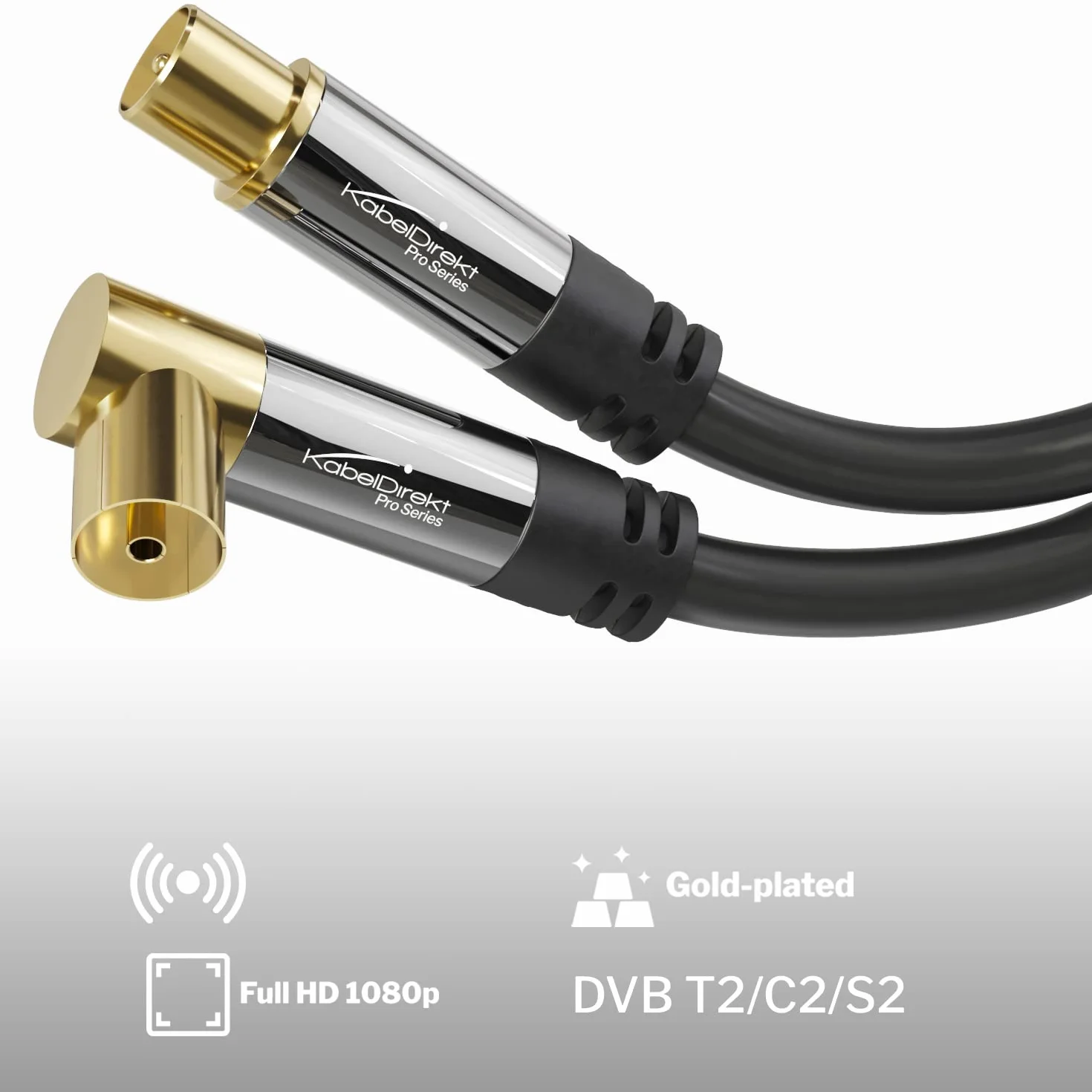 KabelDirekt – Cavo Antenna TV 4K, Coassiale – 90° angolato/dritto – 2 m – Cavo TV digitale/analogico – Disponibile in 0,5-20 m (Presa angolata/Spina dritta, per DVB-C/DVB-T/DVB-S, nero)