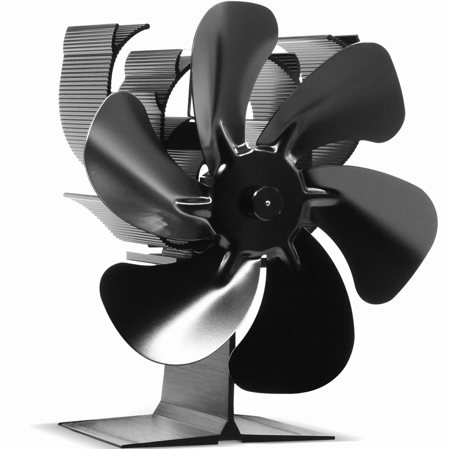 Ventilatore Stufa a Legna 6 Pale con Termometro, Ventilatore da Camino Alimentato a Calore per Stufa a Legno/Camino/Gas/Log (Medio)