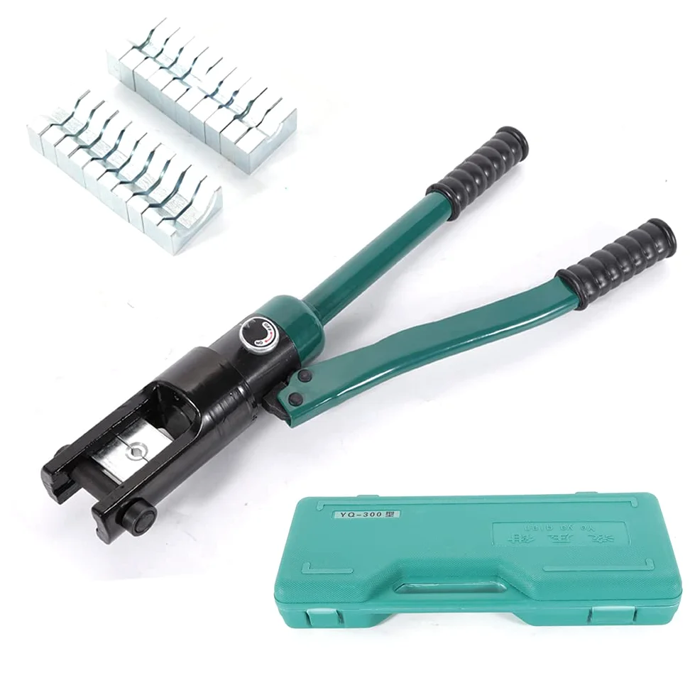 Pinza crimpatrice idraulica da 16 a 300 mm², 16 tons, pinza da schiacciamento, capicorda con 10 set di stampi a crimpatura