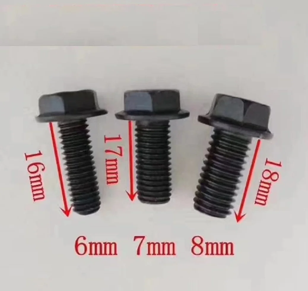 Bullone Per Lama Sega M6 X 16mm M7 X 17mm M8 X 18mm Filettatura Sinistra Flangia Esagonale Metallo Nero 3 Pezzi