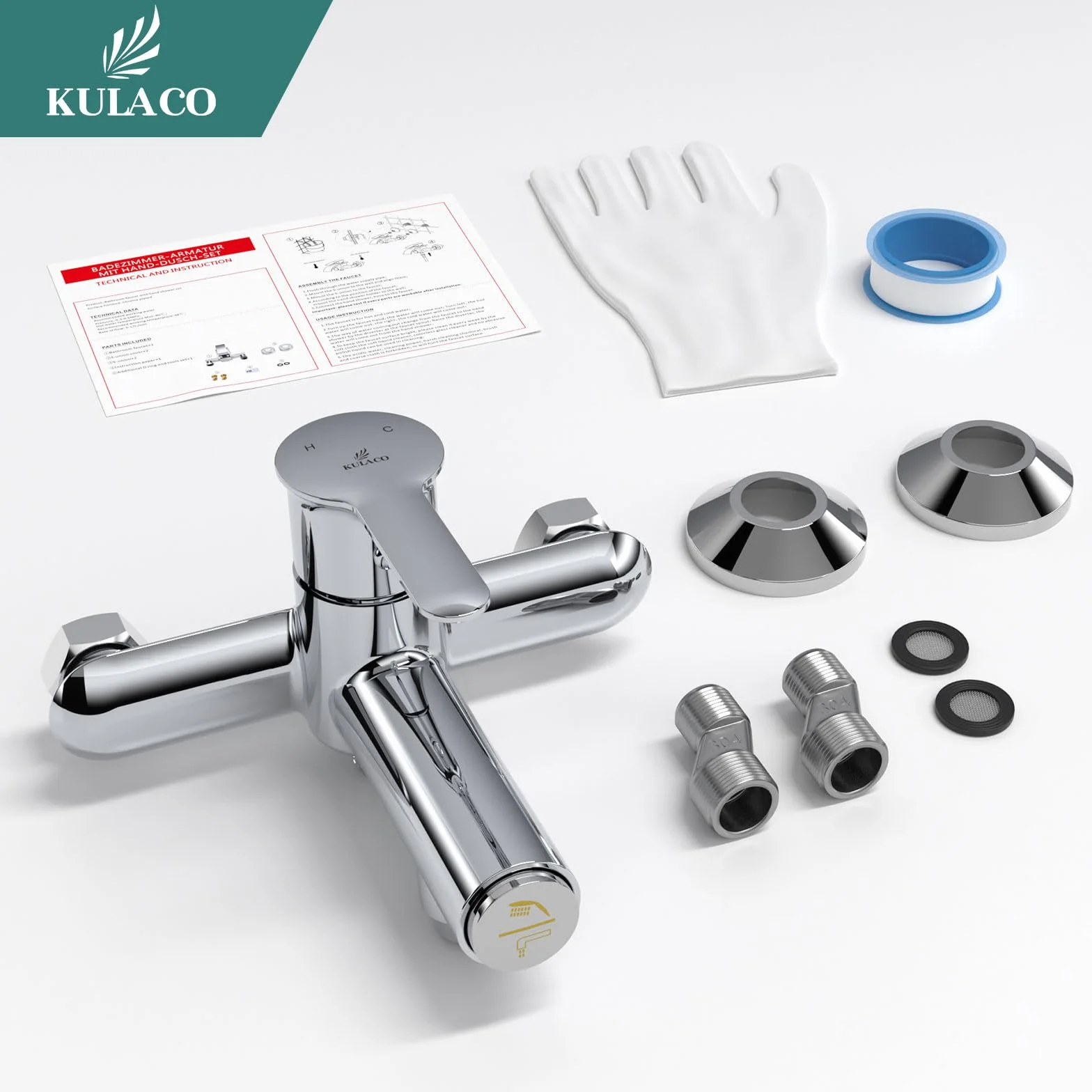 Rubinetto per vasca da bagno in ottone cromato con interruttore a pressione, miscelatore monocomando a parete