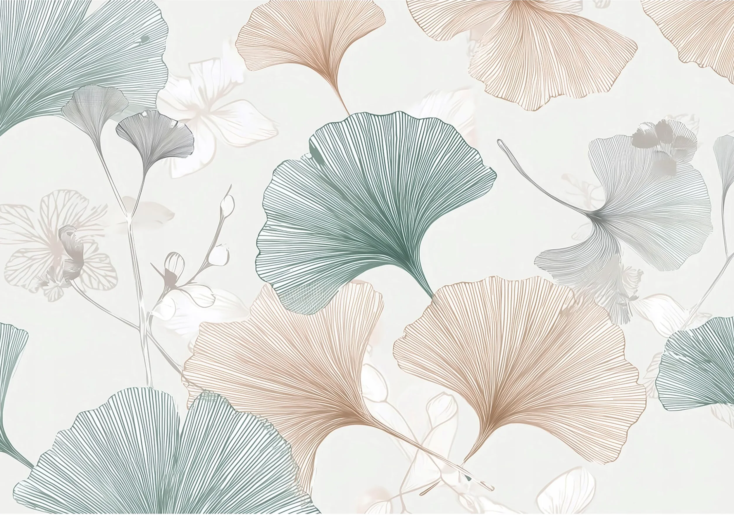 WallArena - Carta da parati fotografica - Fiori 400x280 cm - Murale fotografico - Per soggiorno e camera da letto - Effetto 3D - con Colla - Boho bianco naturale
