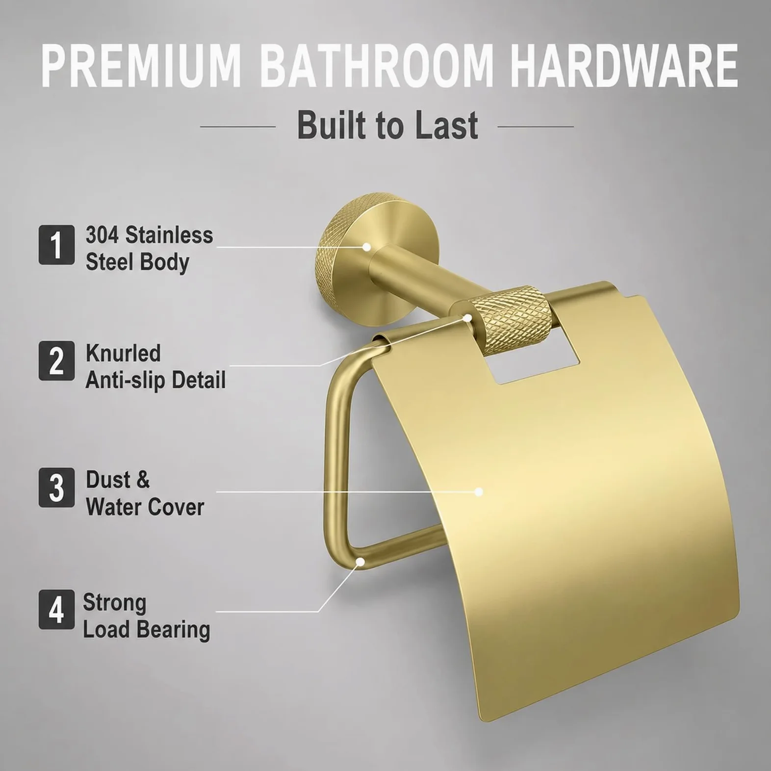 Portarotolo con Coperchio, Portarotolo da Parete | con design zigrinato, compatibile con mega rotoli per il bagno