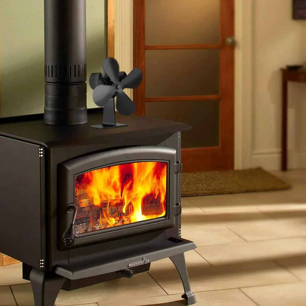 Ventole efficienti di distribuzione del calore del ventilatore del camino domestico a 4 pale