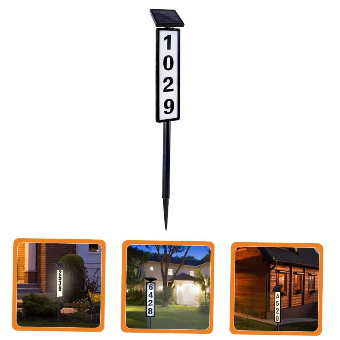 HOMSFOU Luce Solare da Esterno per Numero Civico, Segnaletica Indirizzo, Plastico Nero, Illuminazione e Visibilità per Cortile e Giardino