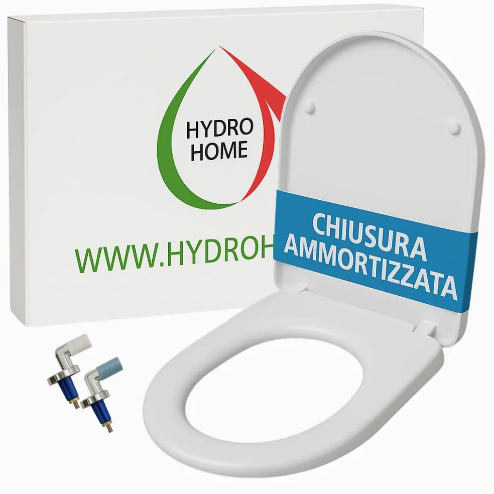 HYDRO HOME Copriwater Compatibile con Fast Pozzi Ginori, Plastica Termoindurente avvolgente Cerniere Regolabili fissaggio dall'alto, Bianco MADE IN ITALY (CHIUSURA AMMORTIZZATA)