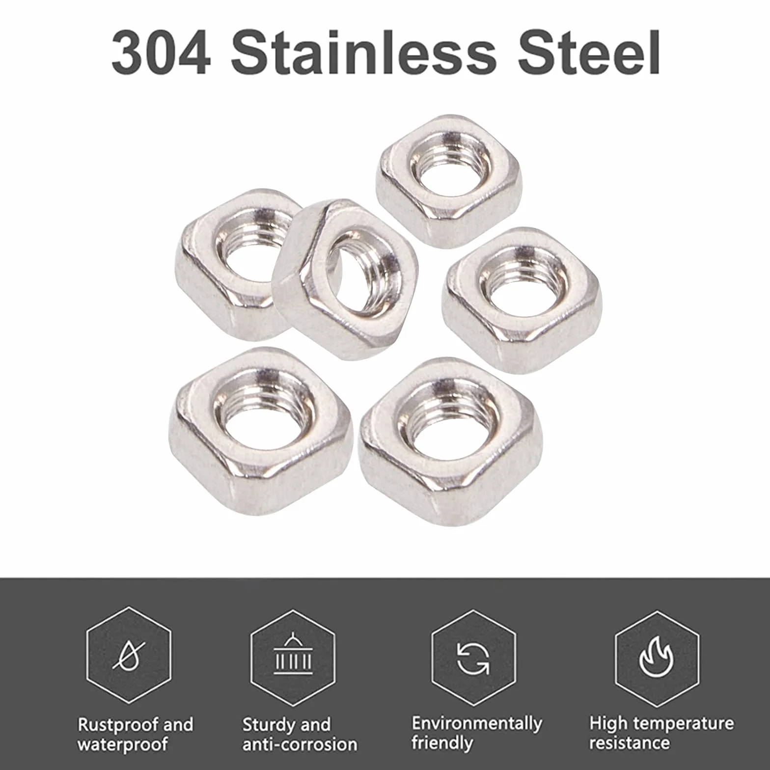 INCREWAY 200 dadi quadrati M3 3 mm acciaio inox dadi filettati per macchine fissaggio