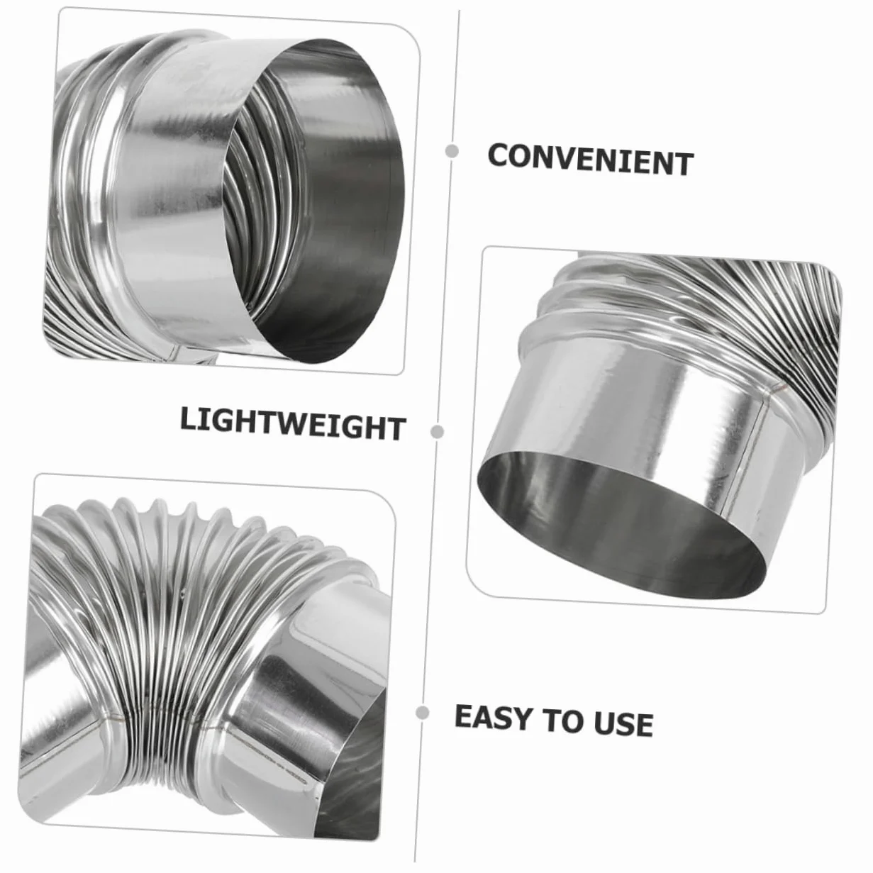 Hemobllo 5pezzi Elbow Chimney Flue Acciaio Inossidabile Gradi Tubo Flessibile Per Scarico Fumi Adatto Per Cucina e Bagno Resistente Alle Alte Temperature