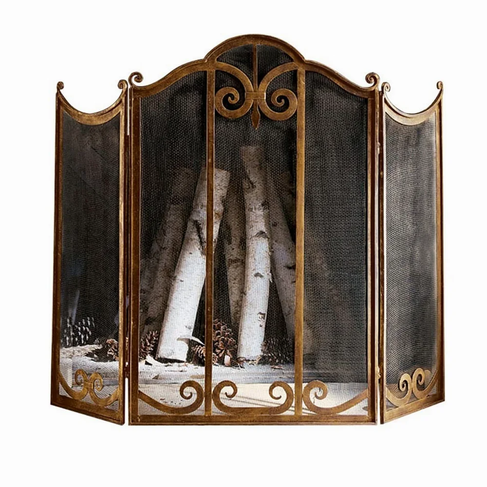 Schermi per Caminetti di Guardia Camino Schermo Metallo Vecchio recinto divisorio Soggiorno domestico Camino decorazione Guardrail Spark Copertura protettiva TRI-Piegata NET Accessori per Caminetti in