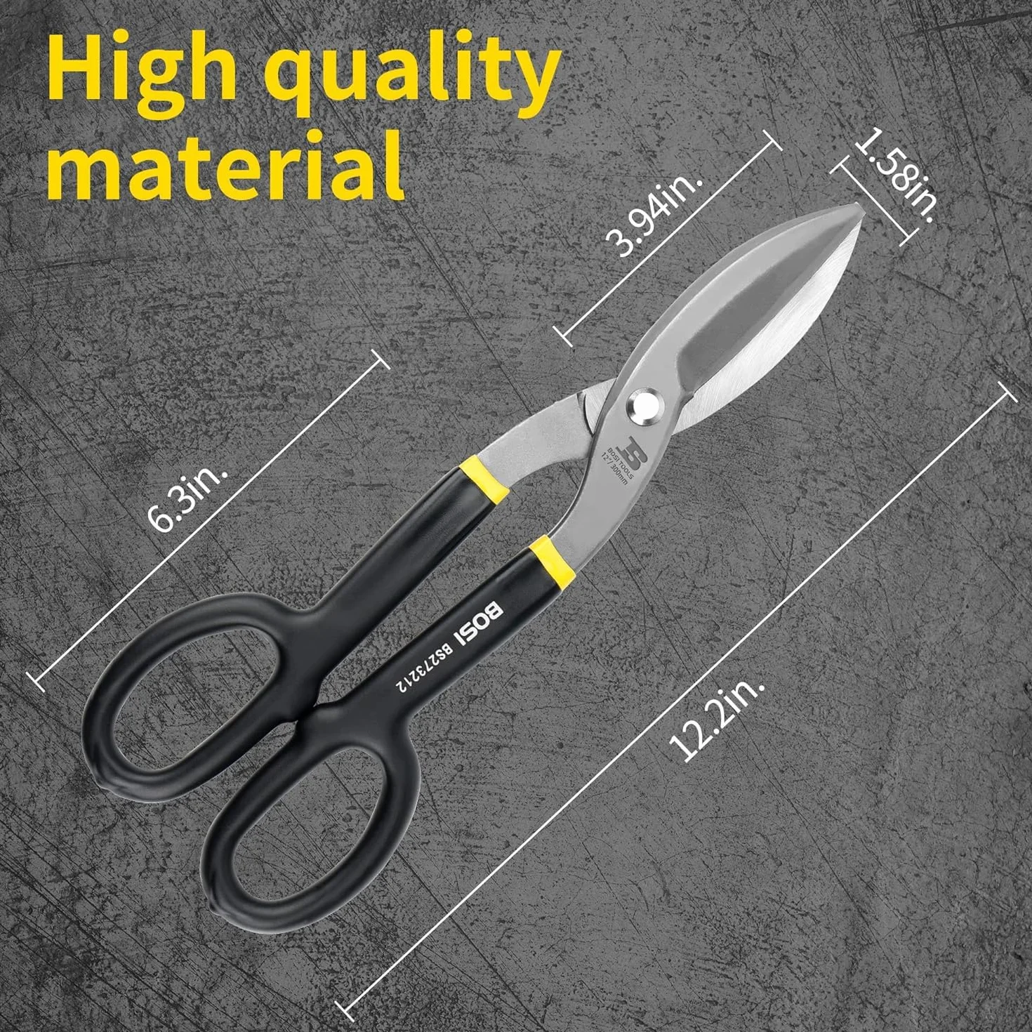 B BOSI TOOLS Cesoie per Lamiera Forbici da Lattoniere 300mm Taglio Dritto Acciaio al Carbonio Forgiato