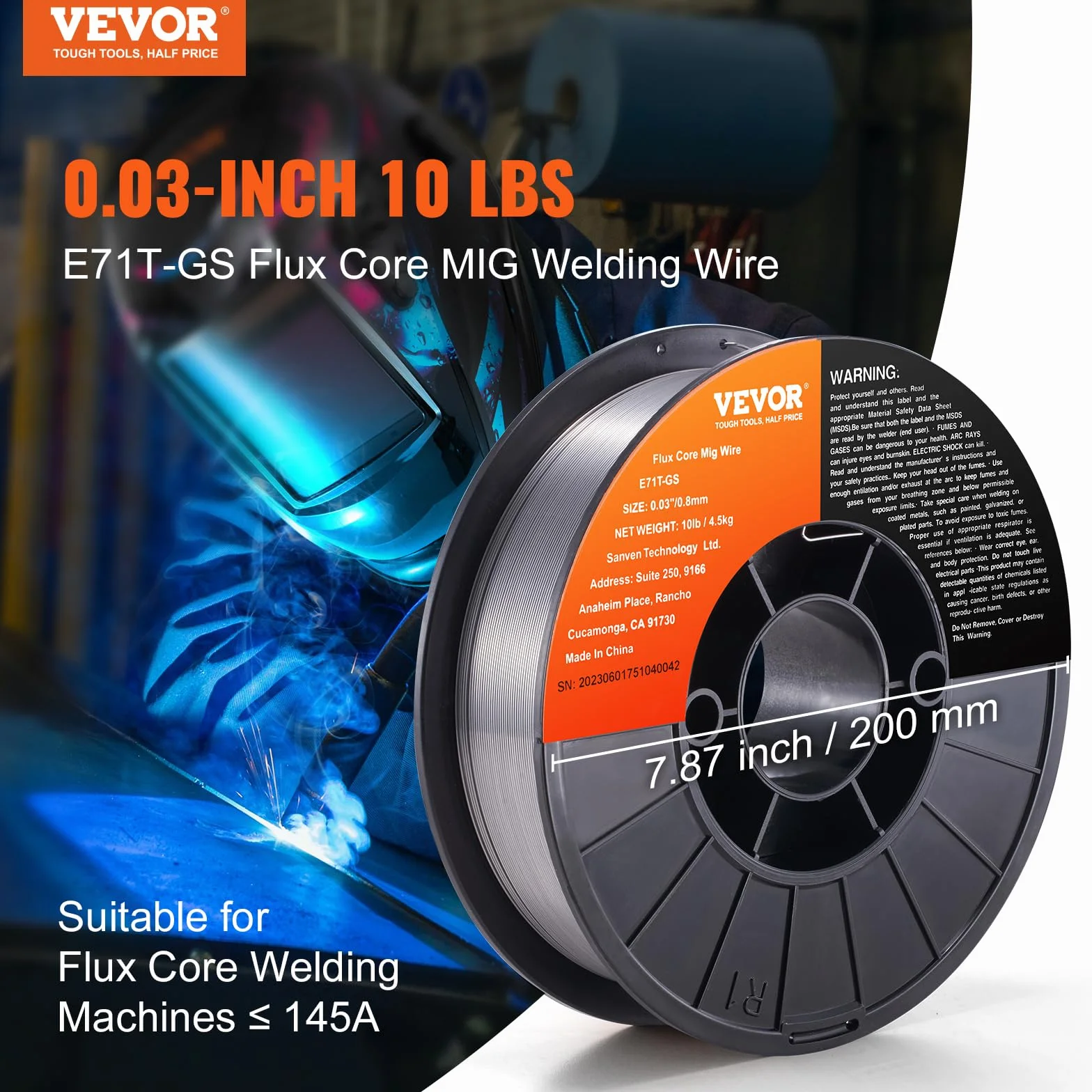 VEVOR Fil MIG Saldatura 0,8mm Bobina 4,5kg Acciaio Morbido 560 MPa