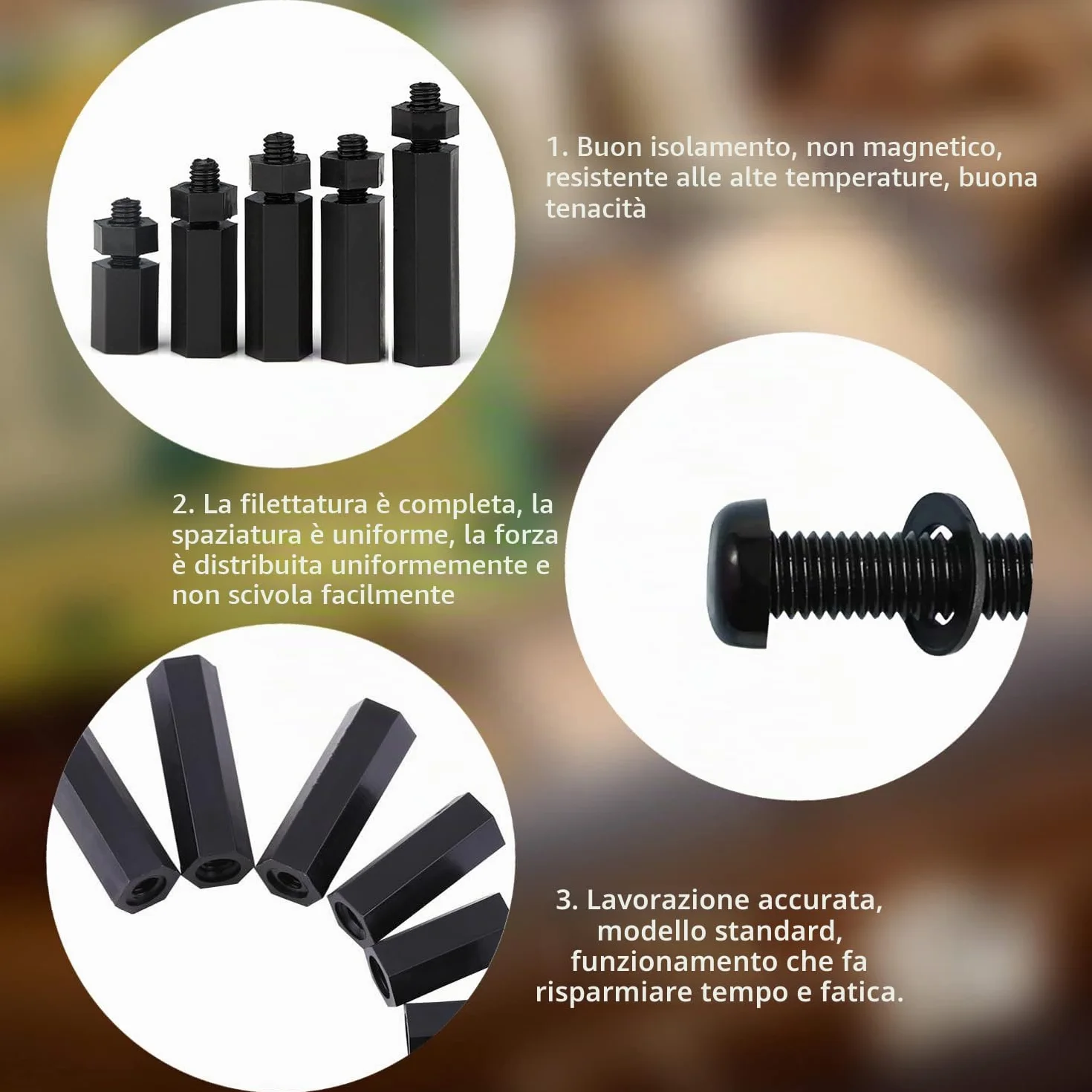 Distanziatori Esagonali in Nylon Nero M2.5 335 Pezzi, Kit Viti e Dadi per PCB