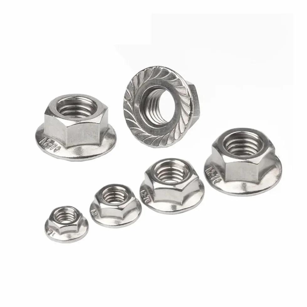 Dado flangiato esagonale M2.5-M20 acciaio inossidabile 304, dado di bloccaggio dentellato M10x1.25 Fine 5 pezzi