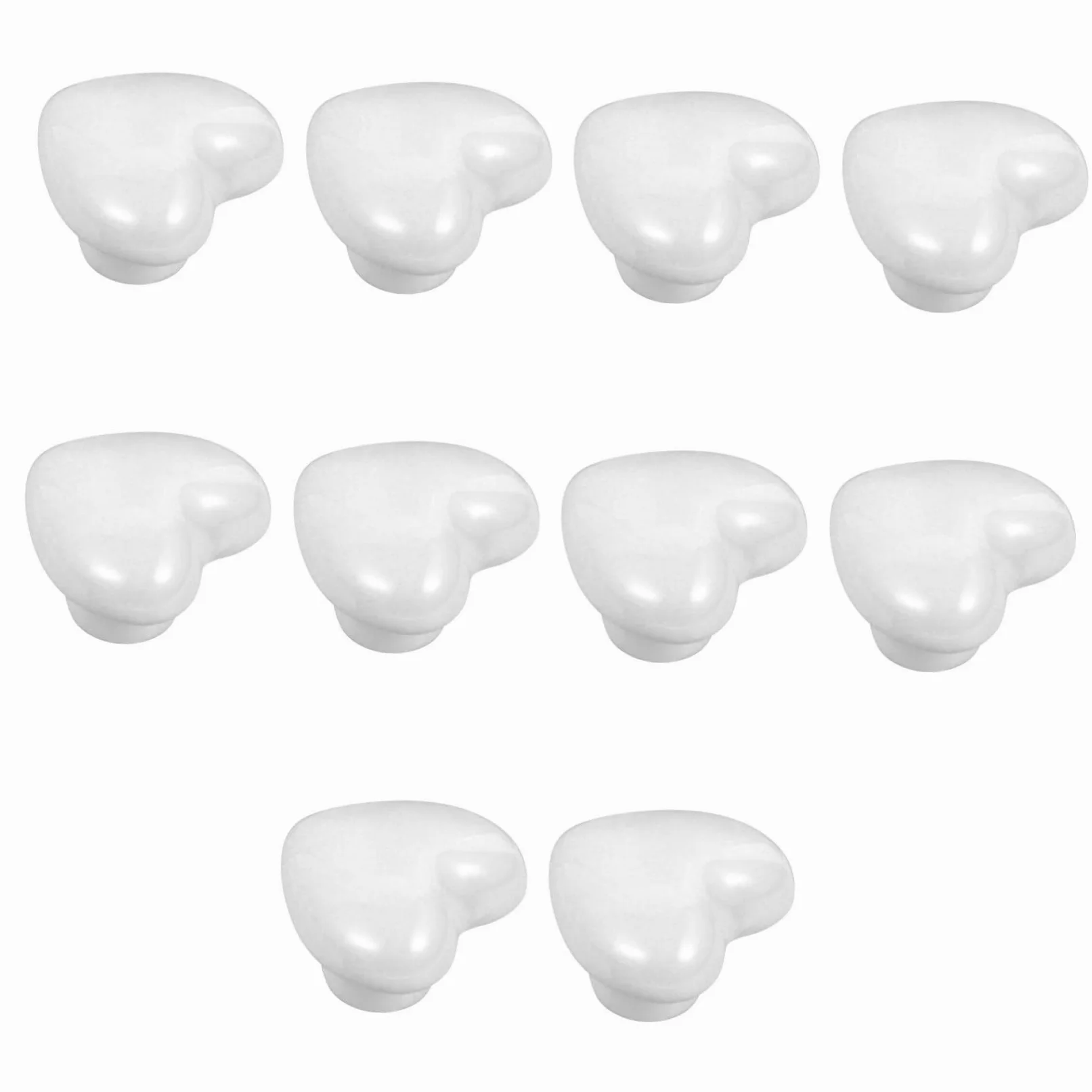 ORFOFE Pomelli a Cuore in Ceramica Bianca per Cassetto, 10 Pezzi | Lega di Zinco, Finitura Elegante e Moderna, per Armadio e Cassettiera, Decorativi per Casa