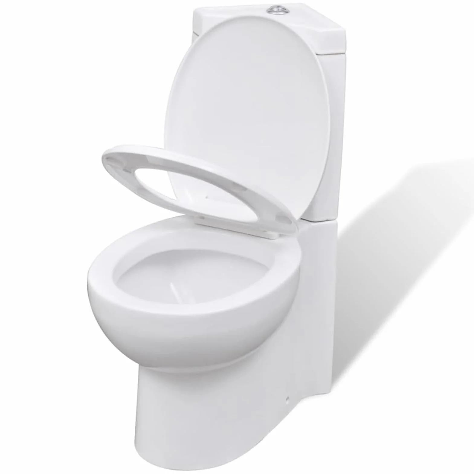 Homgoday WC in ceramica, WC compatto a pavimento WC con meccanismo a doppio scarico WC WC ad angolo in ceramica bianca
