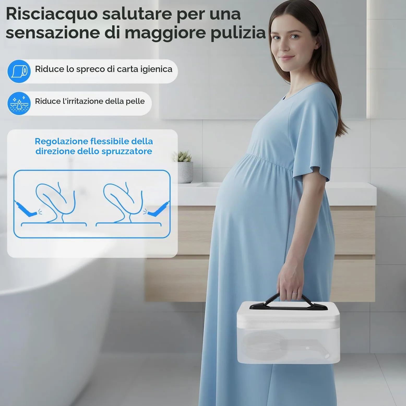 Bidet elettrico da viaggio da 2,3 l, bidet portatile con tubo da 1,2 m, portatile, per bagno, campeggio, all'aperto, doccia musulmana, bottiglia perineale, 2 modalità