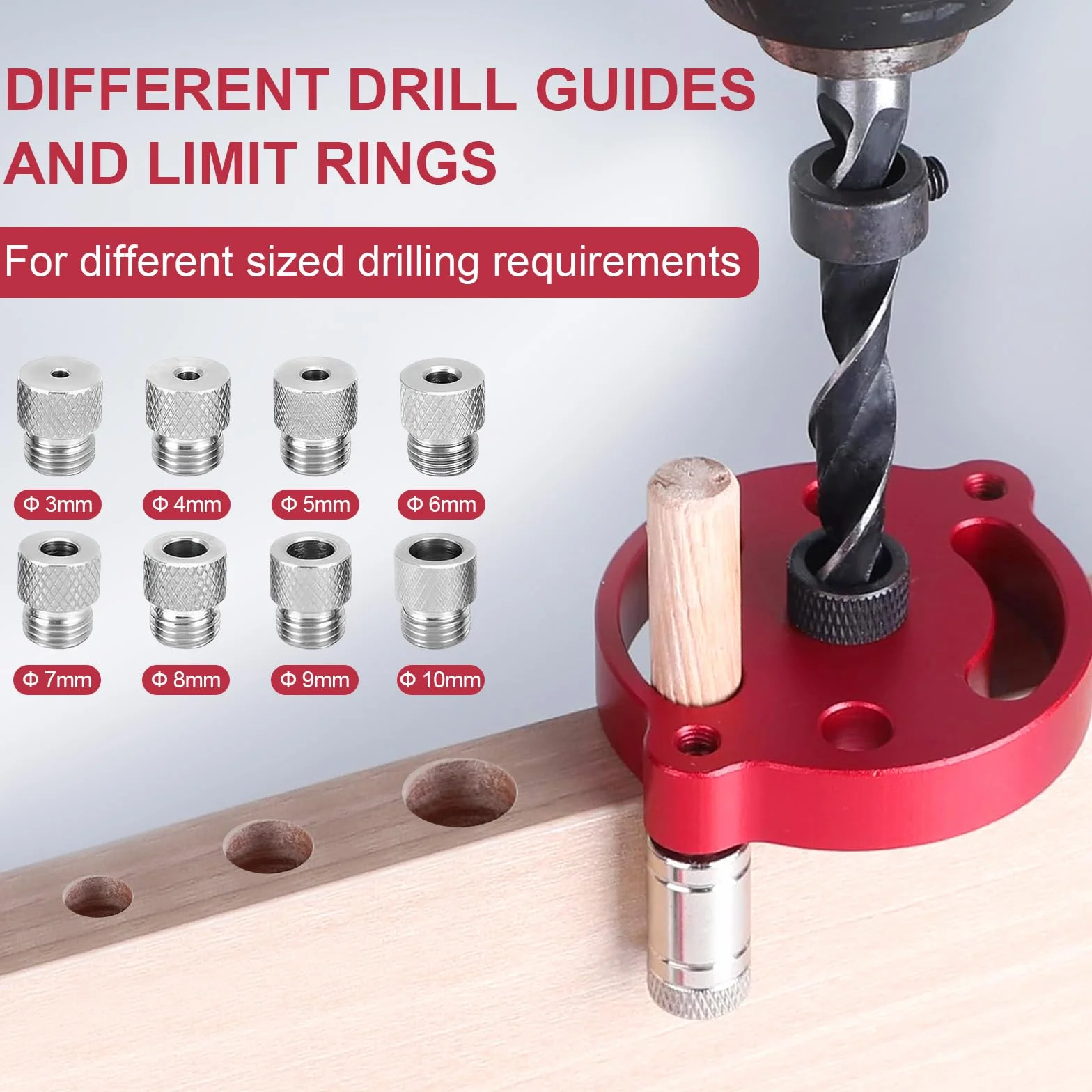 Kit di Ricerca del Centro per Lavorazione del Legno, Autocentrante Verticale con Bussole 3-10 mm, Guida per Trapano