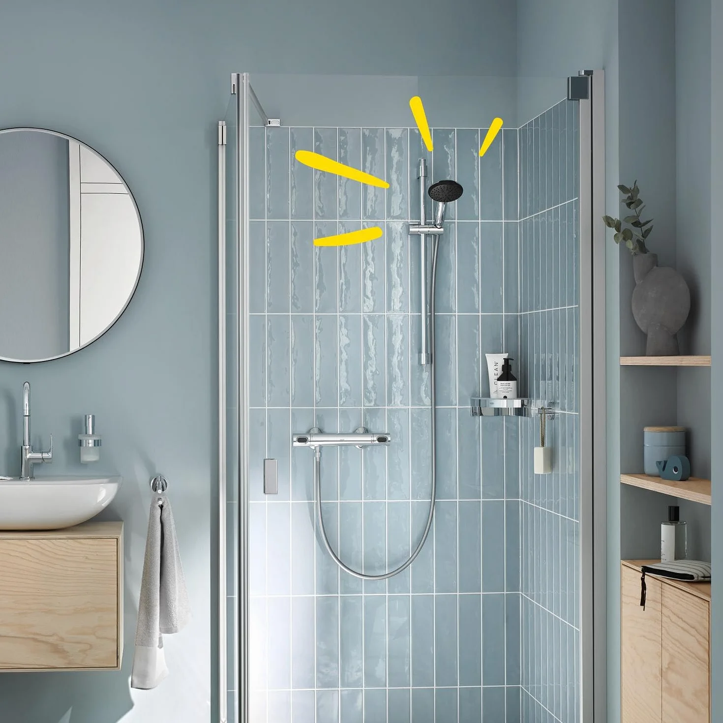 GROHE Vitalio Start 110 Manopola Doccino Doccia (2 getti, SmartSwitch, SpeedClean anticalcare, bordo in silicone antiurto), Cromo, 2794610E
