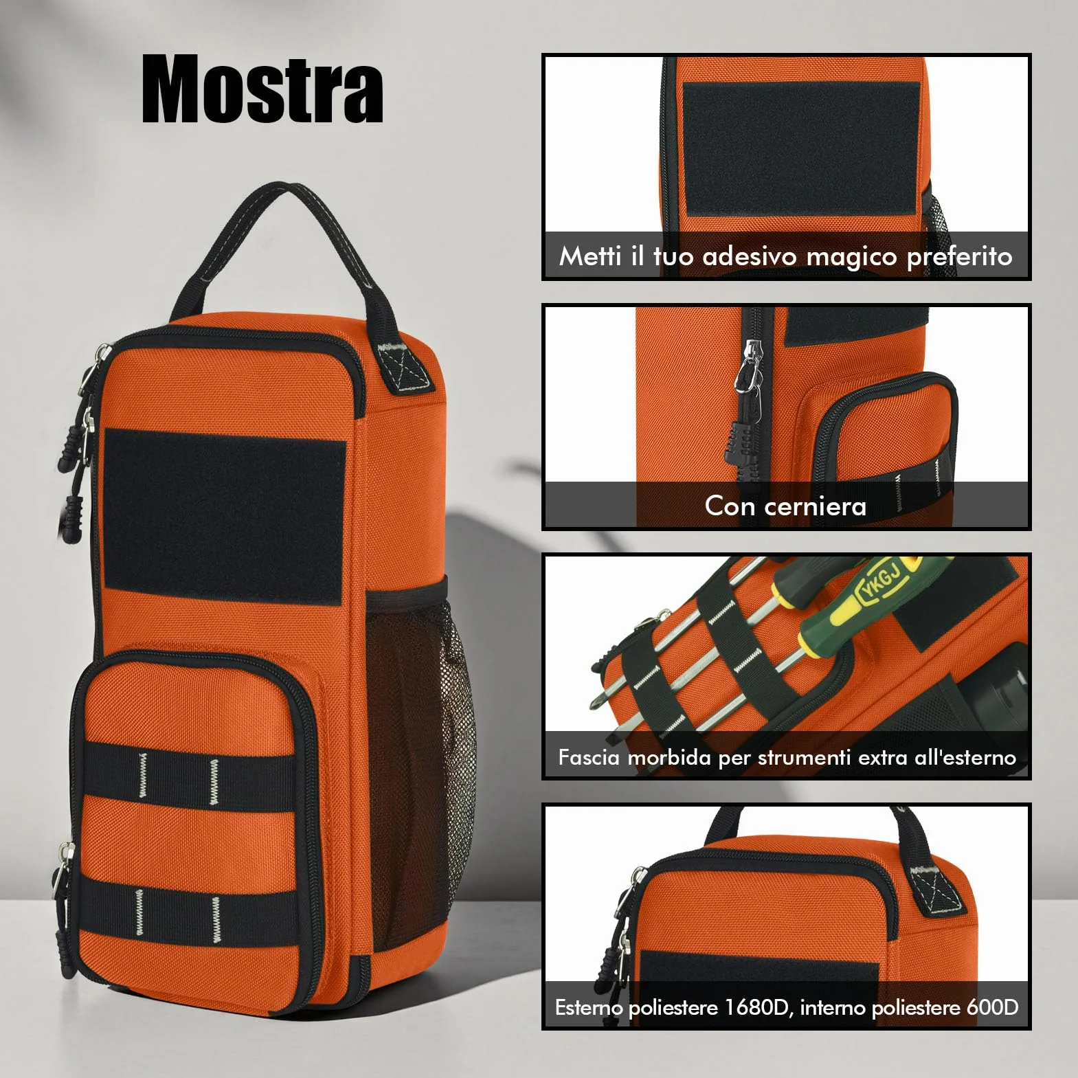 Borsa portautensili tattica, piccola borsa per attrezzi, set organiser impermeabile, antistrappo, per artigiani, elettricisti, meccanici e lavori di riparazione per bicicletta, moto, fai da te