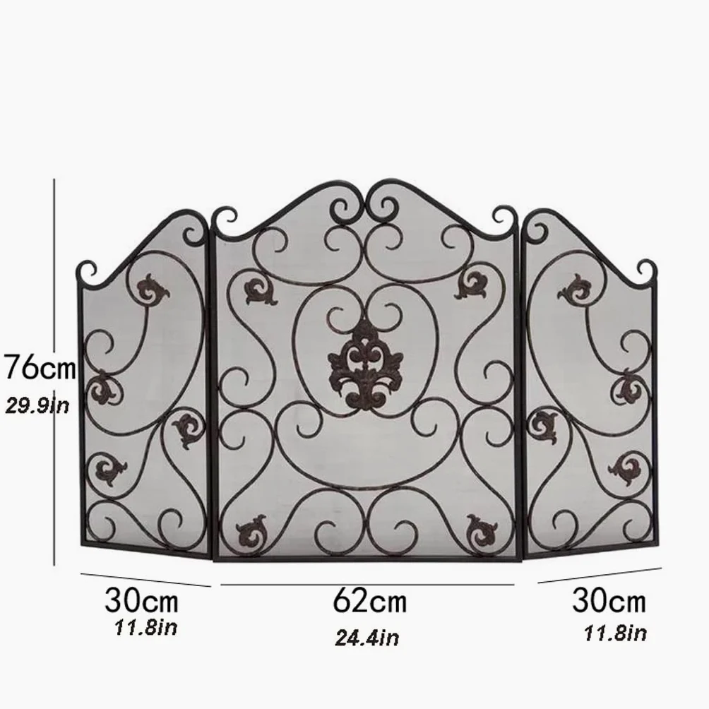Schermi per Caminetti di Guardia Metallo Nero Camino Schermo Schermo Cavo Partizione con Net Fireplace Guardrail Pieghevole Pieghevole Frence Rete Fence Frence Fenny Panel Panel Panel Recence Accessor