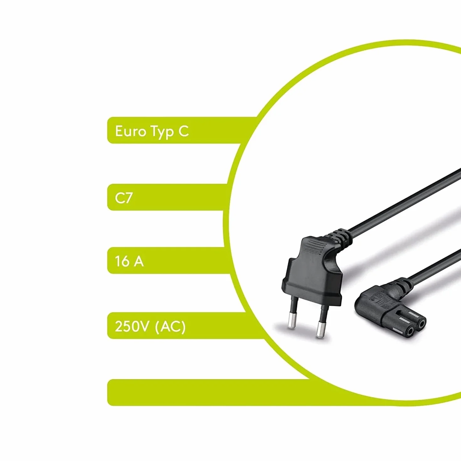 CABLEPELADO - Cavo di Alimentazione IEC-320 a Gomito C7, Sezione 0,75 mm², Compatibile Con Samsung, Philips, LG, Sony Sharp, Panasonic, TV LED, Sky High Tech, PS4, Nero, 75 cm