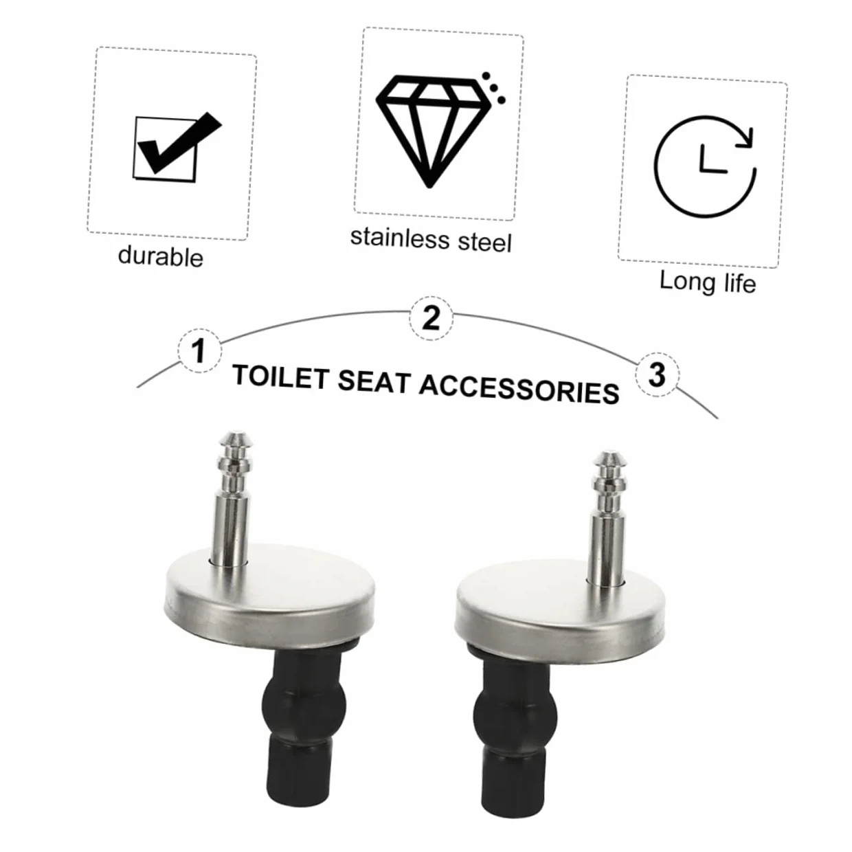 Set 4 Pezzi Bulloni e Dadi di Fissaggio in Acciaio Inox per Sedile Wc, Raccordi a Sgancio Rapido