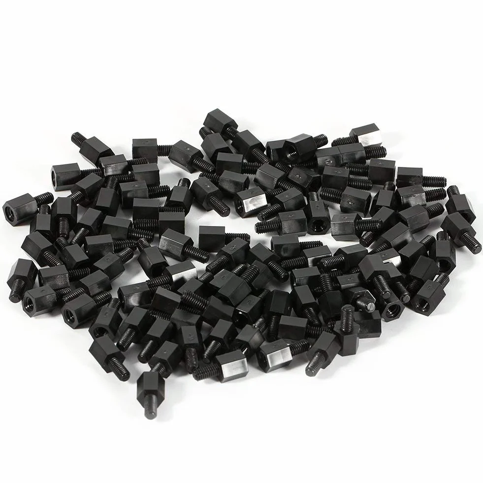 Kit di Assortimento Distanziali Esagonali Nylon Neri M3 6 mm Viti E Dadi