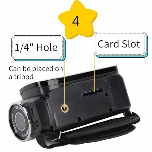 Videocamera Videocamera, 16x 1080P 30FPS Camera Recorder con Schermo Girevole TFT da 2,7 Pollici, Luce di Riempimento, Altoparlante Incorporato, Supporto 32 GB, per (Nero)
