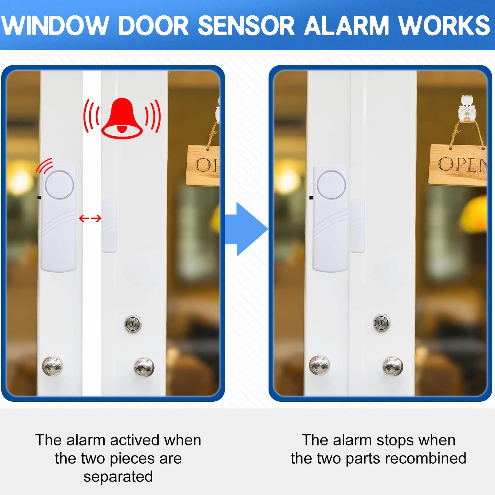 24 allarmi per porte e finestre per la sicurezza domestica allarme di sicurezza per porte e finestre sensori di allarme antifurto antifurto per la sicurezza dei bambini, casa, ufficio, garage,