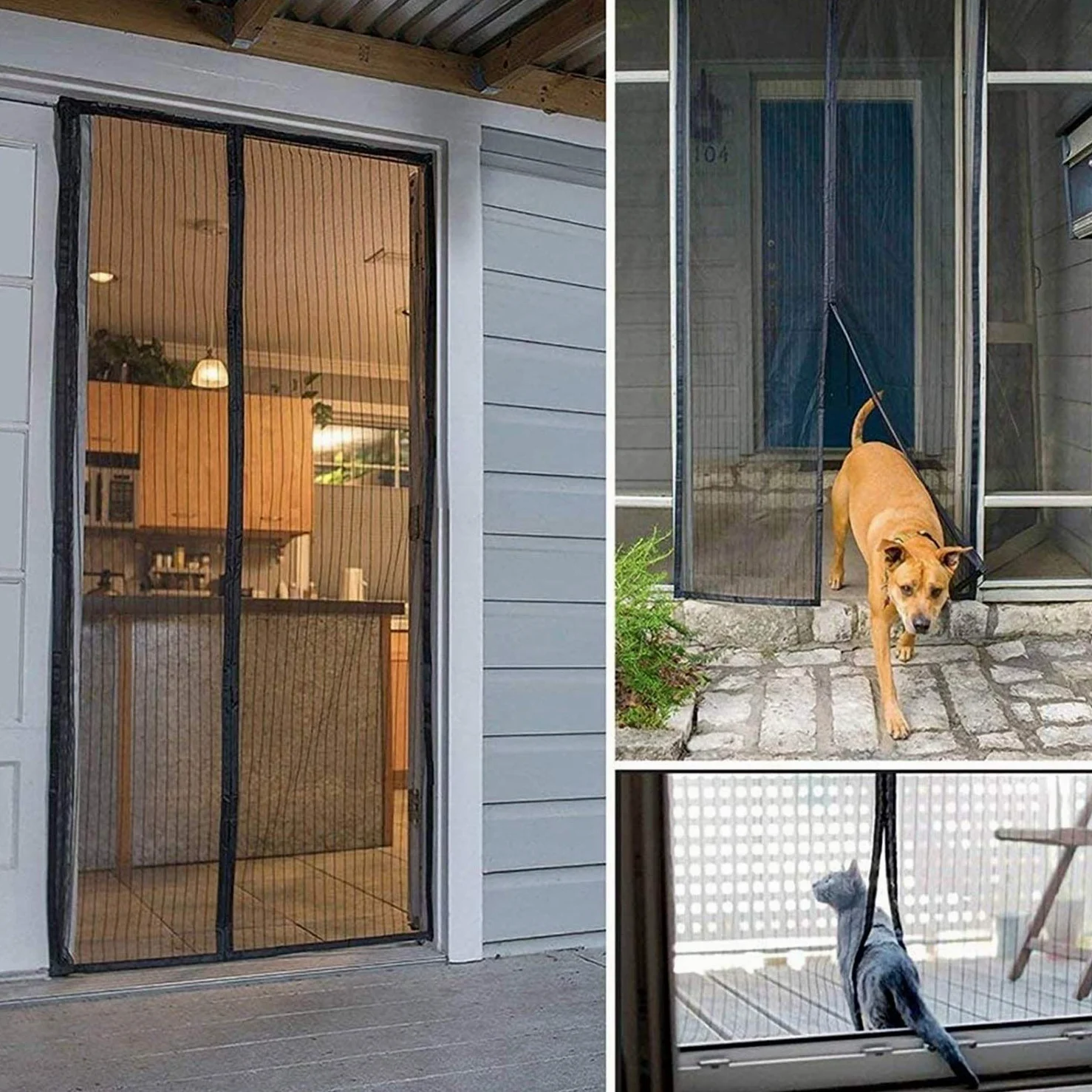 Zanzariera Magnetica 140x250cm Rete Tenda Anti Zanzare Punch Gratuito per Ingresso,Porte, Cortili, Grigio