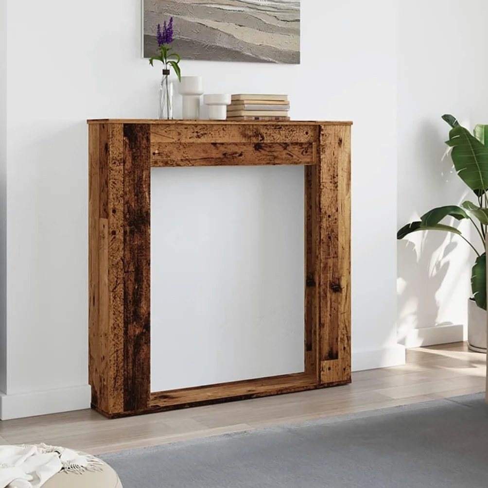 Cornice per camino, effetto legno antico, 100 x 20 x 100 cm, per soggiorno