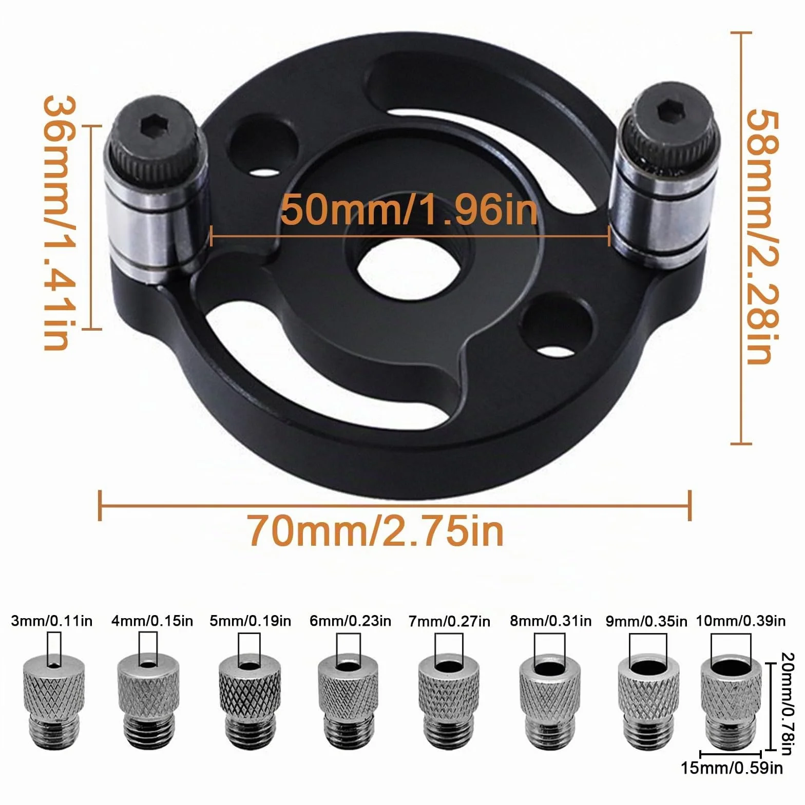 Rierousy Dima per fori a tasca guida trapano perpendicolare 3-10 mm, dime falegnameria, utensili per fori