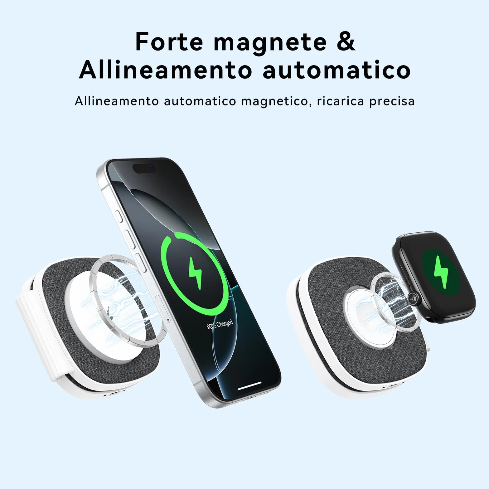 2 in 1 Caricatore Wireless per MagSafe Stazione Ricarica Pieghevole per iPhone 17, Air, 16, 15, 14, 13, 12 Series, per Apple Watch 11 10 9 8 7 6 5 4 3 2 SE/Ultra, per AirPods Magnetico