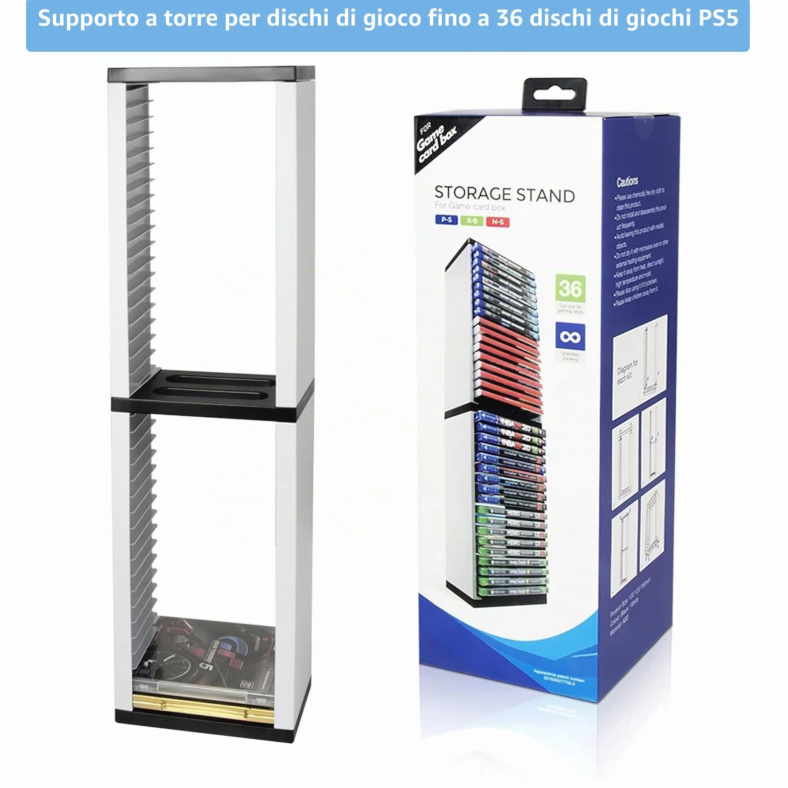 Yolispa Game Disc Holder Video Gioco Scaffalatura CD Racks Videogioco Scaffale DVD Contenitore 36Pcs Discs per PS5