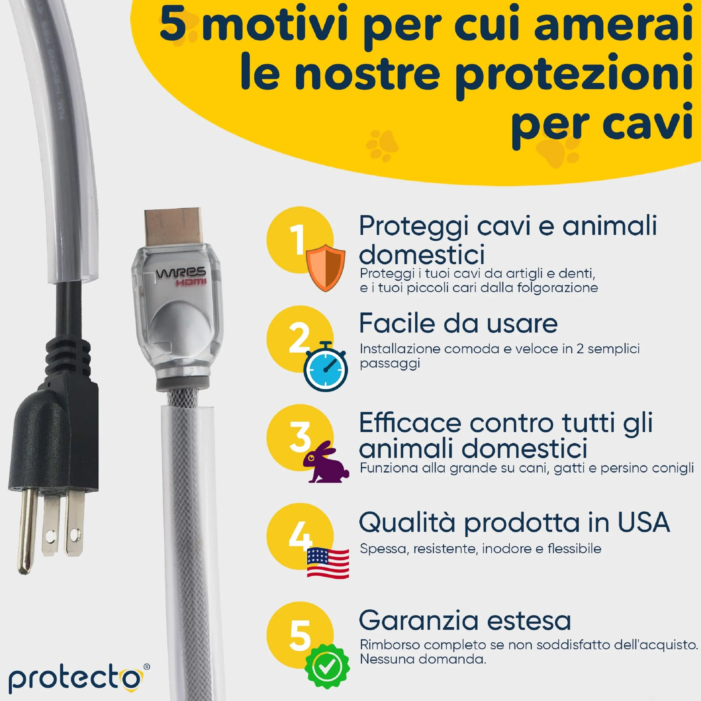 PROTECTO Guaine per Cavi Animali Domestici 3m Ø 9mm Trasparente Anti-Morso Protezione Universale