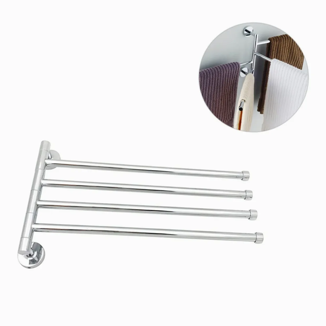 Porta Asciugamani Girevole in Acciaio Inox per Bagno e Cucina | Argento, Resistente alla Ruggine, Salvaspazio, Accessori Bagno, Lega di Zinco