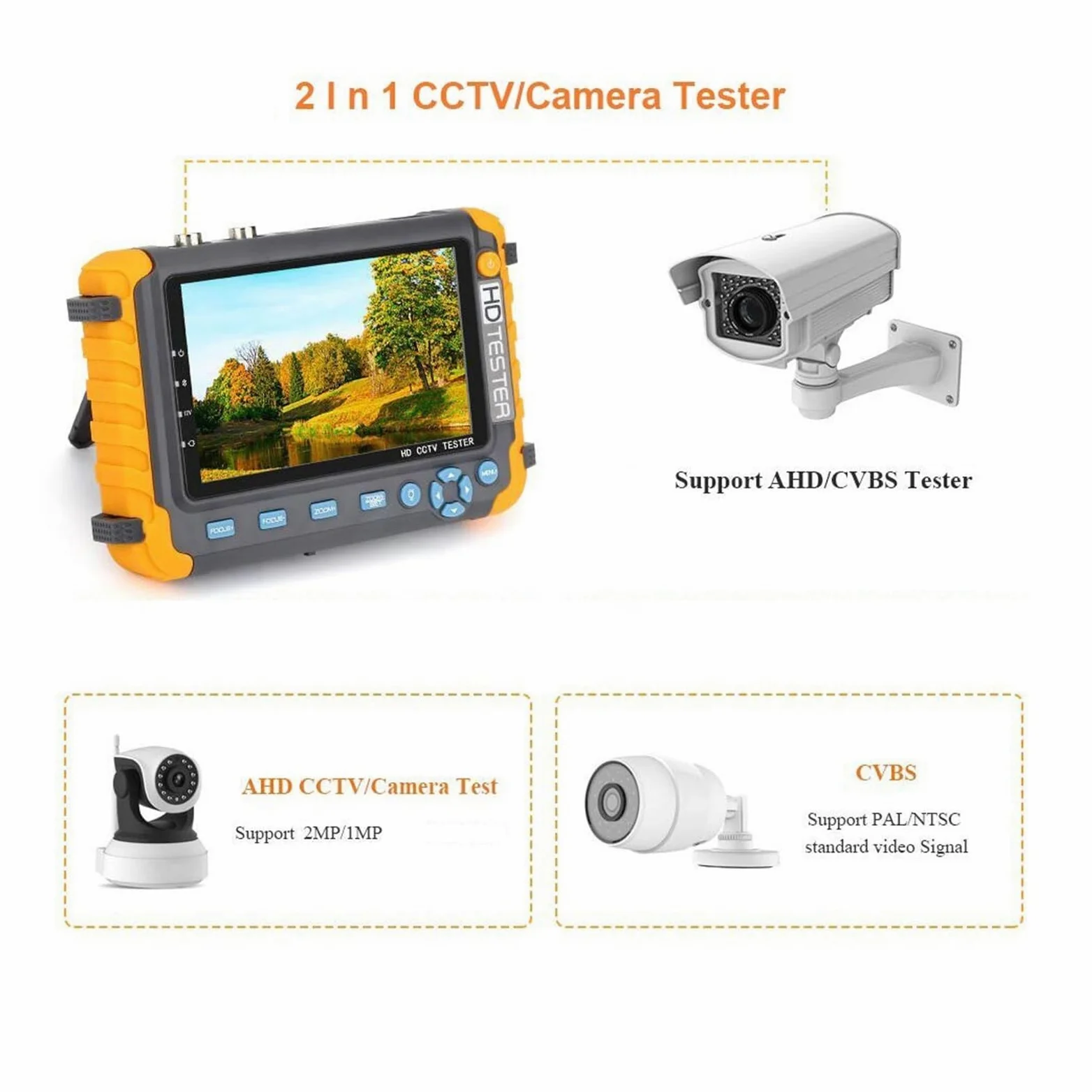 Tester for Monitor CCTV IV8W 8MP AHD/CVI/TVI CVBS Tester for telecamere CCTV Tester AHD con Ingresso VGA Tester Video | IV5 with battery