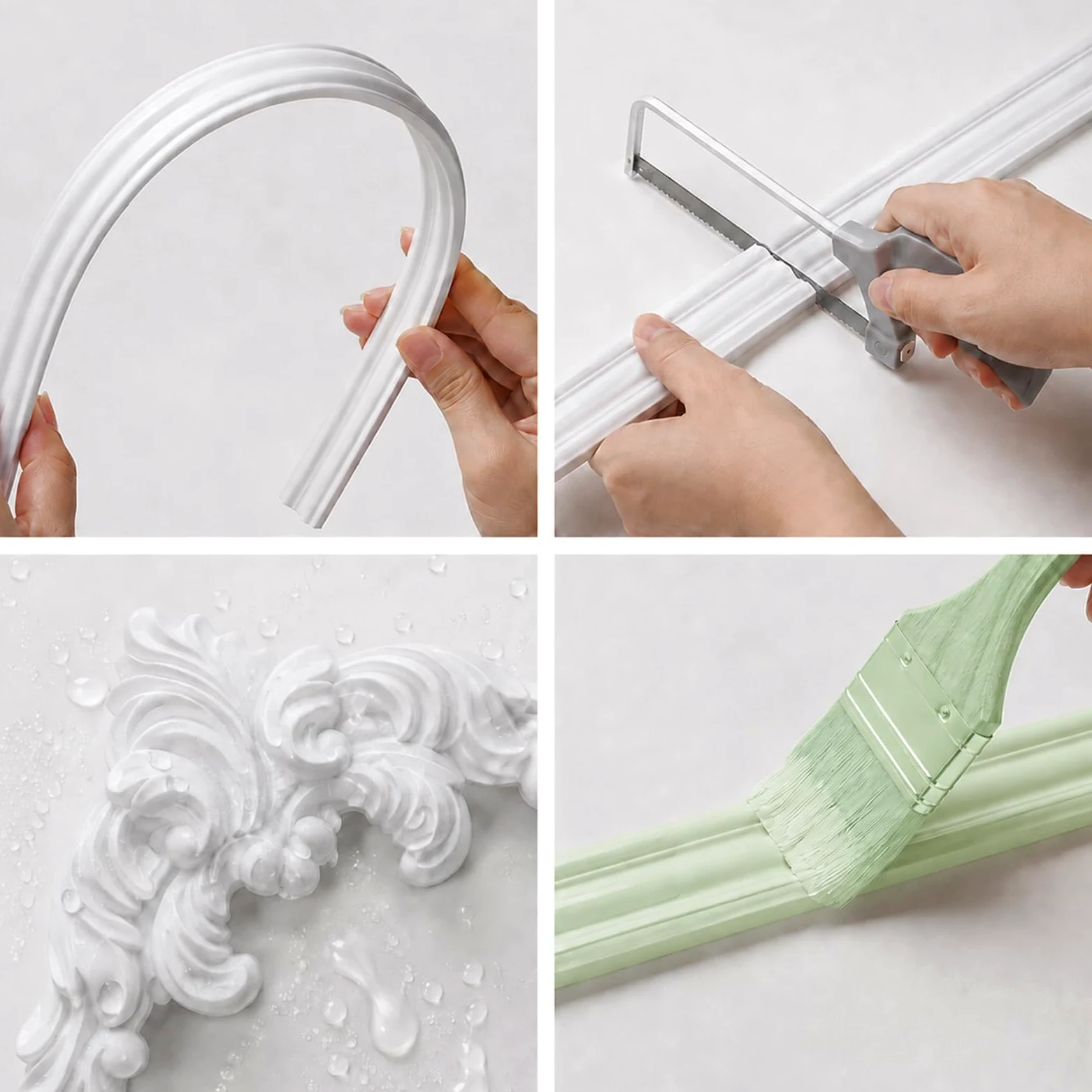 Modanature per Pareti Flessibile con 4 Angoli E 5/10/15m di Profilo in PVC 14.5cm*14.5cm,10m
