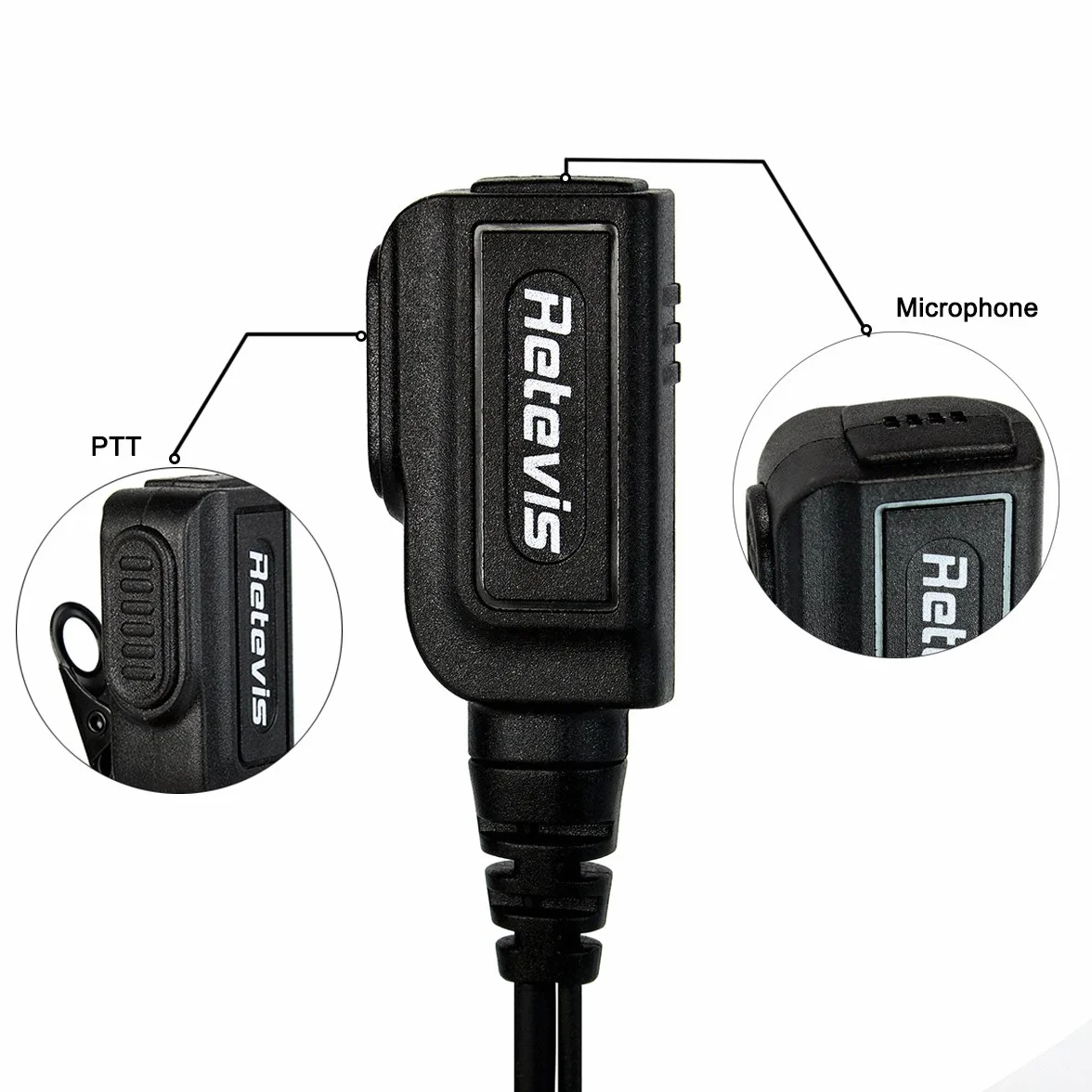 Retevis Walkie Talkie Auriculari, 2 pin G-Tipo Curvetta Auricolare Compatibile RT619 RT24 RT27 Baofeng BF-888S UV-5RV Kenwood Walkie Talkie (2 Pezzi)