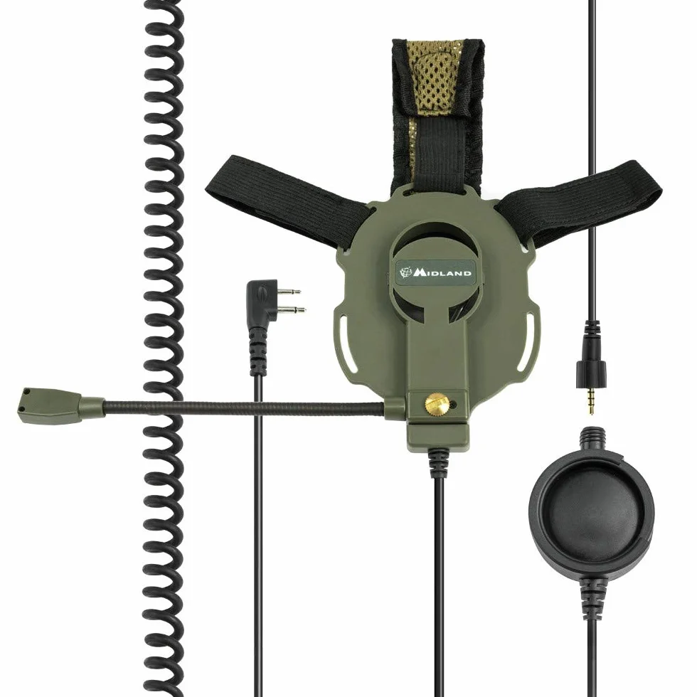 Midland Bow-M Evo K Cuffia Militare con Microfono a Braccetto Smontabile, Nero