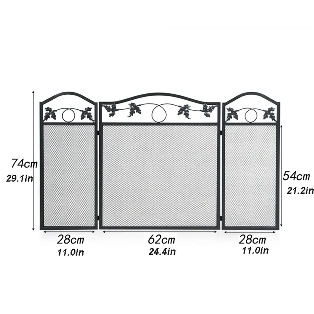 Schermi per Caminetti di Guardia Pannello camino schermo in ferro foglia foglia foglia camino tri-fold schermo partition casa forno forno decorazione Accessori per Caminetti in Rete Decorativa