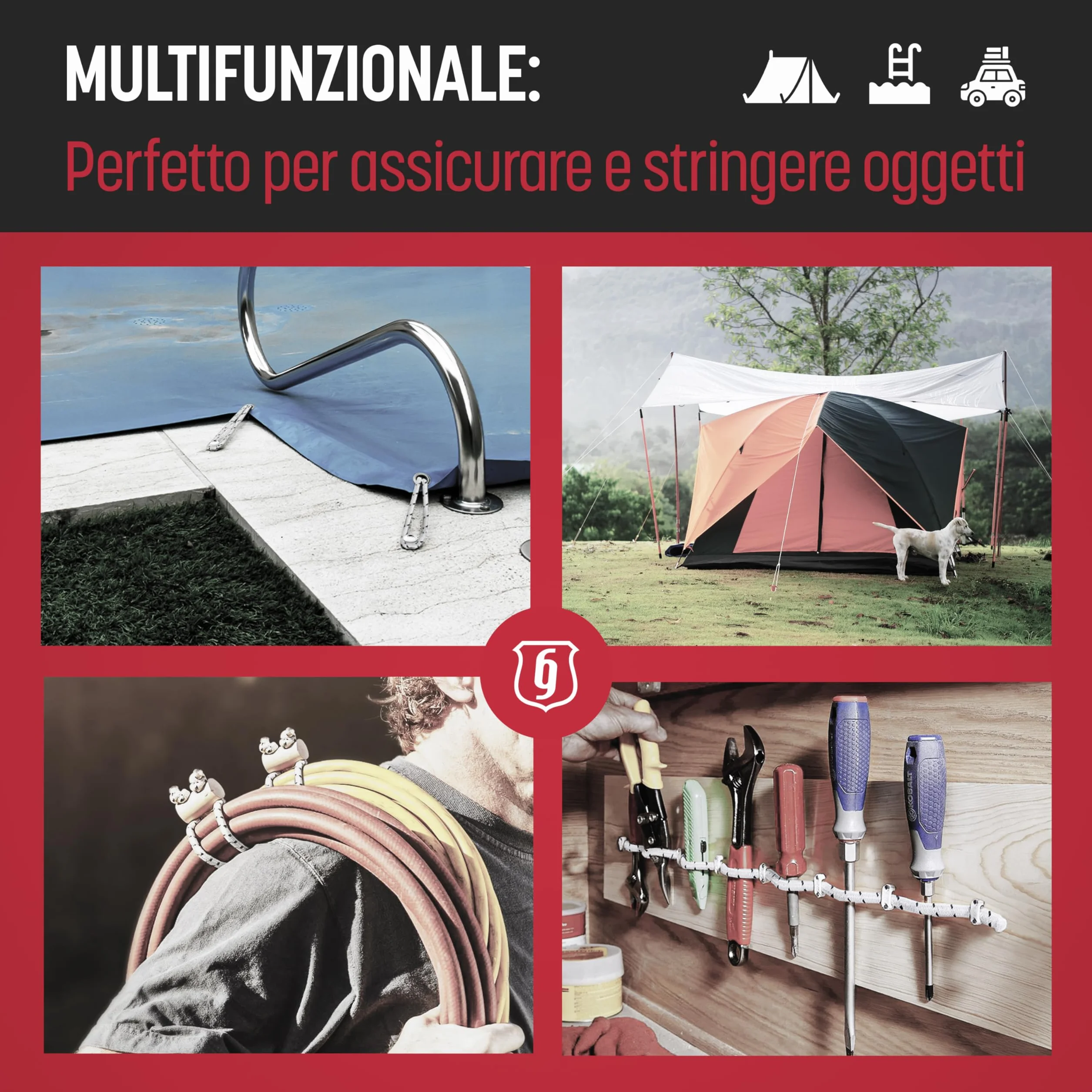 Magma Rotolo di Corda Elastica 25m | Corde Elastiche da 8 mm di Diametro per Pesca, Vela, Campeggio, e Fissaggio Teloni | Extra Forte, Per Interno, Esterno, Giardino e Auto | (Bianco)