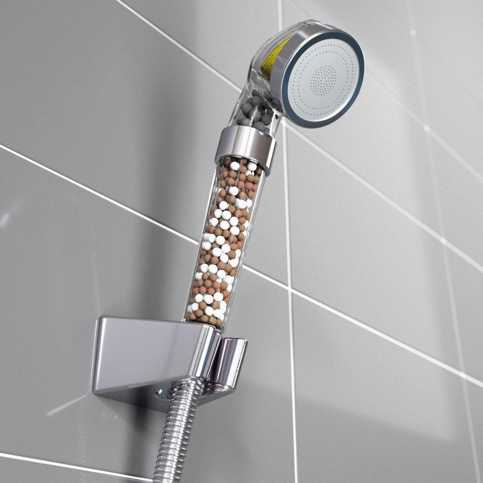 Spruzzatore Manuale Ad Alta Pressione con Filtro per Acqua Secca, Migliora L'erogazione dell'Acqua in Bagno Grazie al Filtro Erogatore, con 3 cartucce, 22 cm
