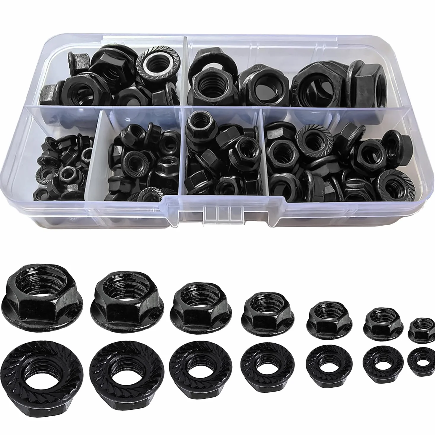 Set di 108 dadi autobloccanti M3 M4 M5 M6 M8 M10 M12