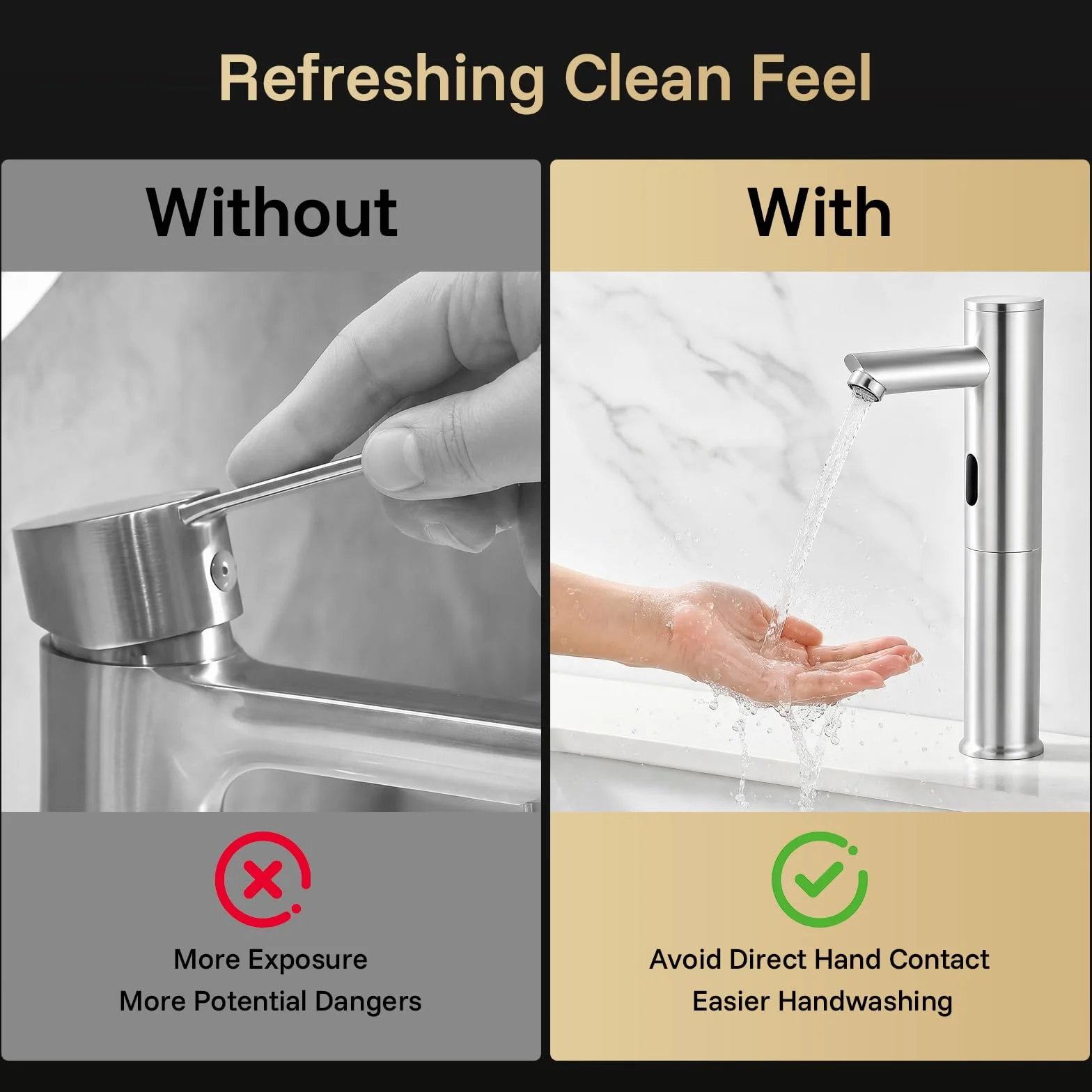 Rubinetto automatico con sensore a infrarossi per lavabo bagno cucina
