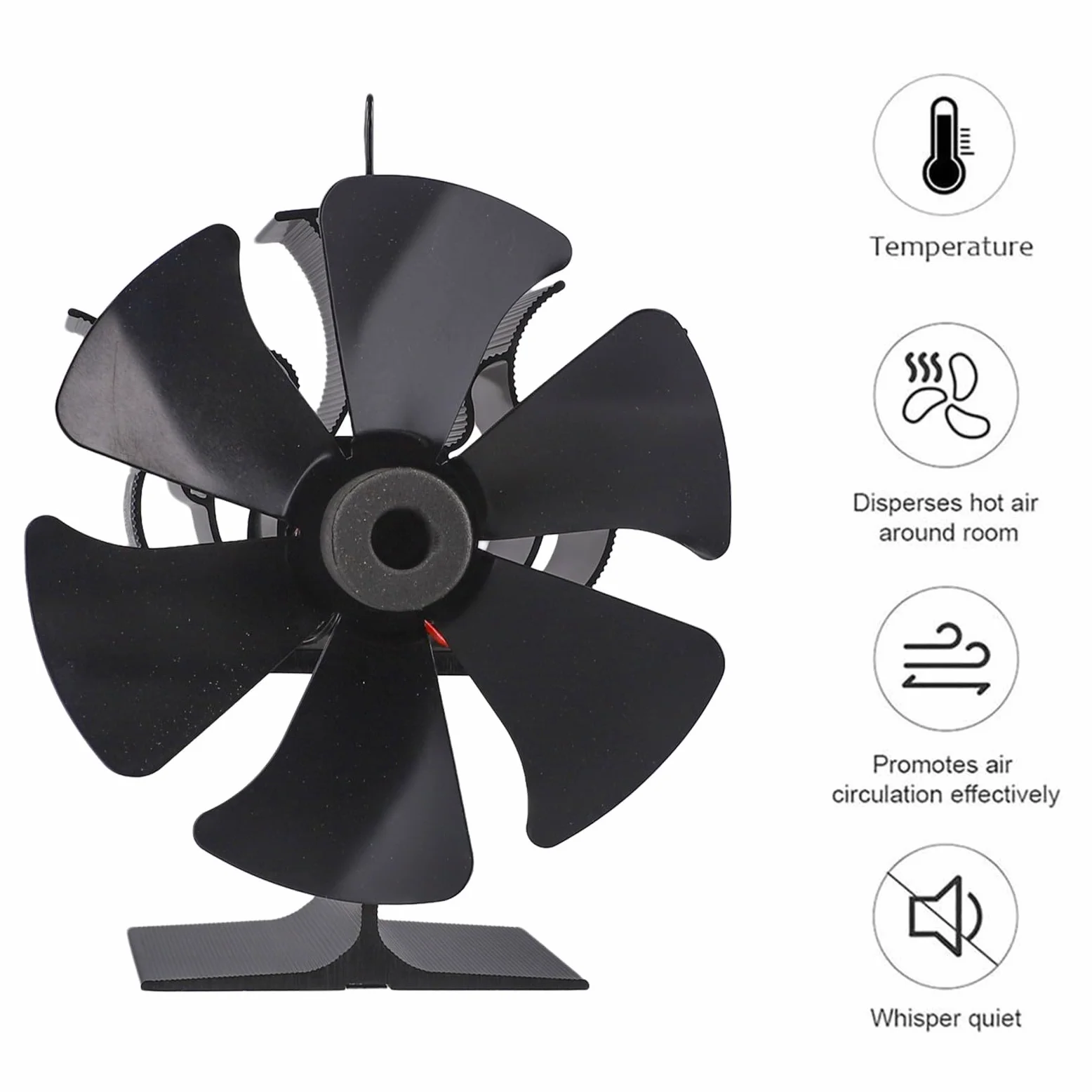 Ventola termoelettrica a 6 pale per camino, circolazione del calore efficiente, funzionamento silenzioso 1300 giri/min, da 50 a 350