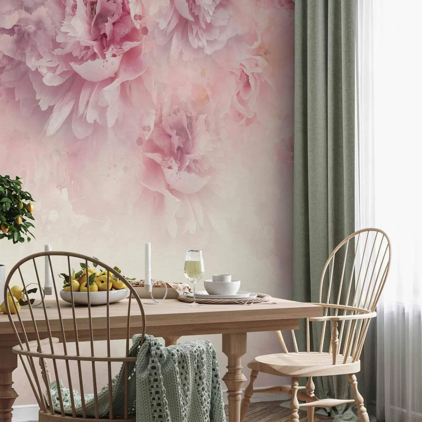 murando - Carta da Parati Moderna per Cameretta, Floreale, 350x256 cm | Fotomurali in TNT, Poster Giganti da Parete, Fotomurale, Natura, Pianta Rose Beige, Decorazione da Muro, Produzione Europea